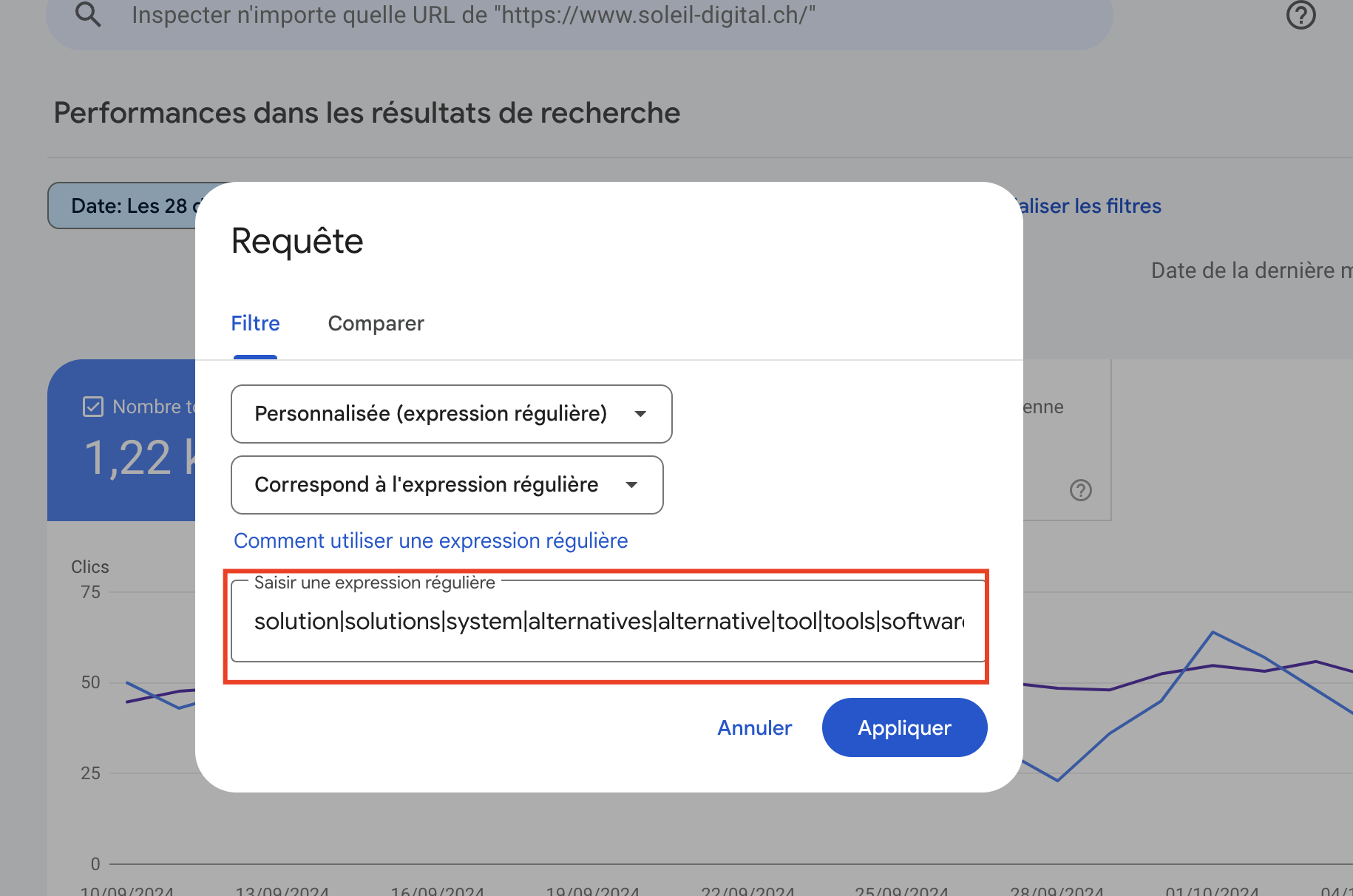 flitrer les requêtes dans GSC